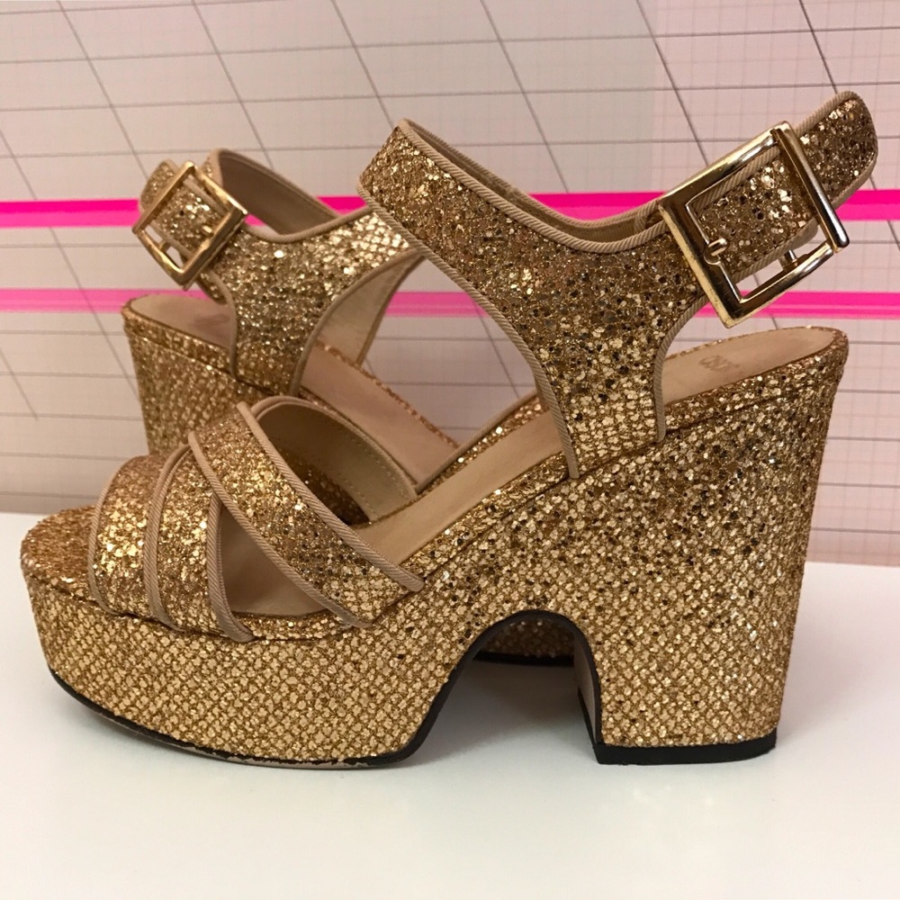 ASOS Gold Glitter Chunky Platform Sandals